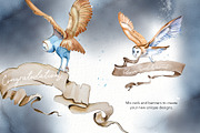 Watercolor Owl Beauty Clipart Set, an Animal Illustration by ArtCreationsDesign (Thumbnail 5 of 11)