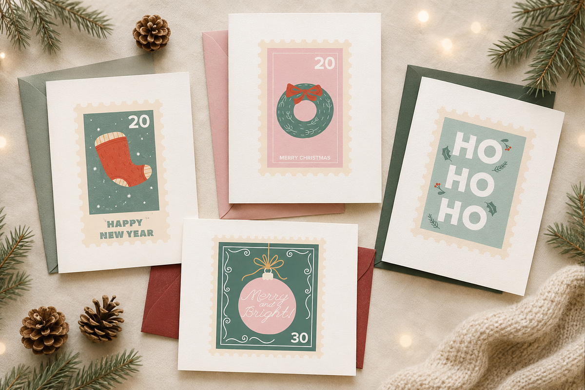 Christmas Stamps Illustrations, a Seasonal Illustration by Anna Studio (Photo 3 of 12)
