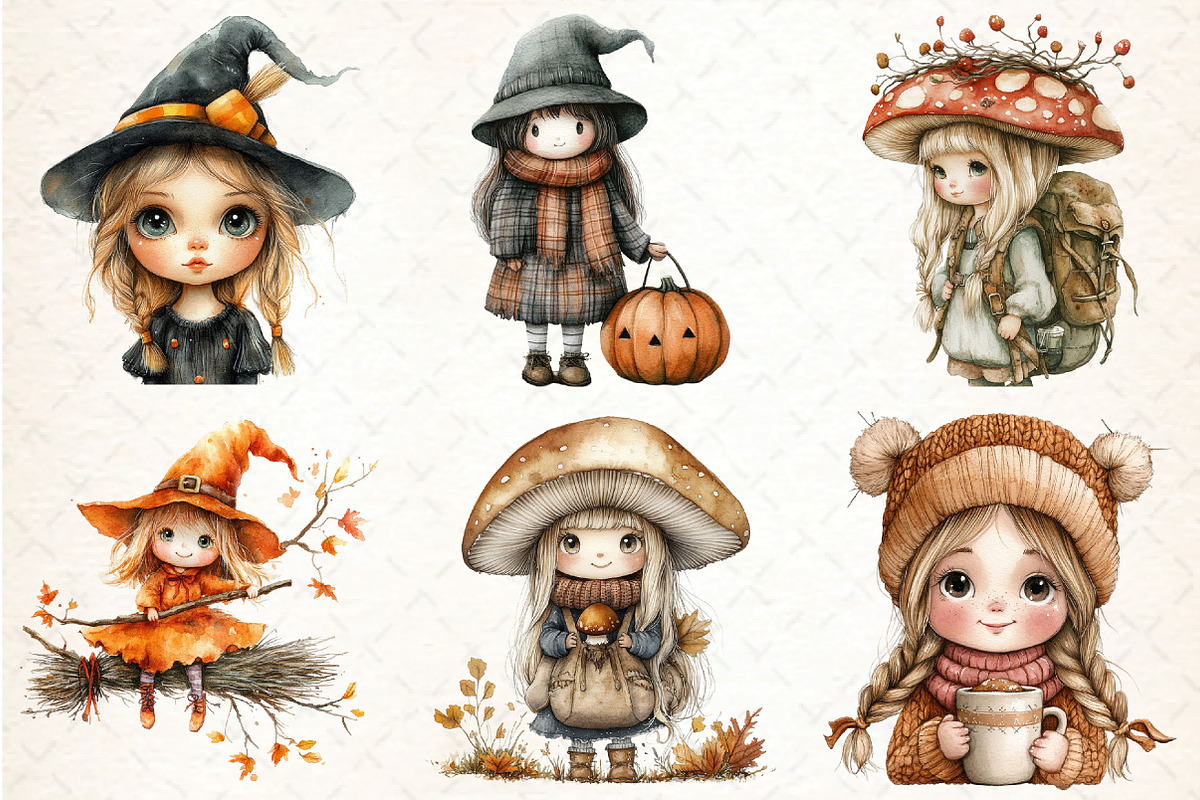 Bewitching Autumn Doll Clipart, an Illustration by DreamCafeArt (Photo 2 of 7)