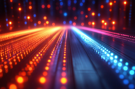 Colorful LED lights illuminate a vib, a Photo by Tanuart