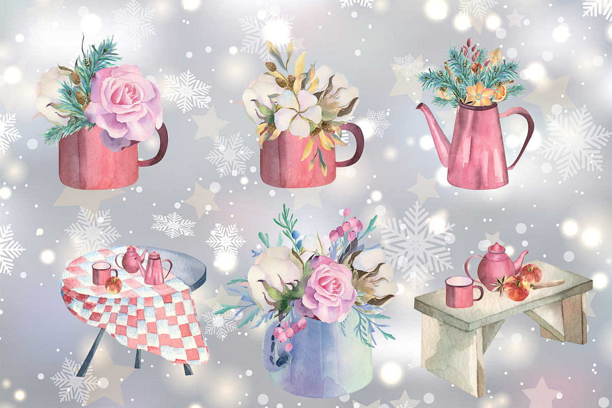 Winter floral compositions and decor, a Decorative Illustration by Watercolor arts (Photo 3 of 11)