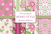 Indian Floral Boho Patterns - Pink, a Pattern Graphic by RachelStudio (Thumbnail 1 of 8)