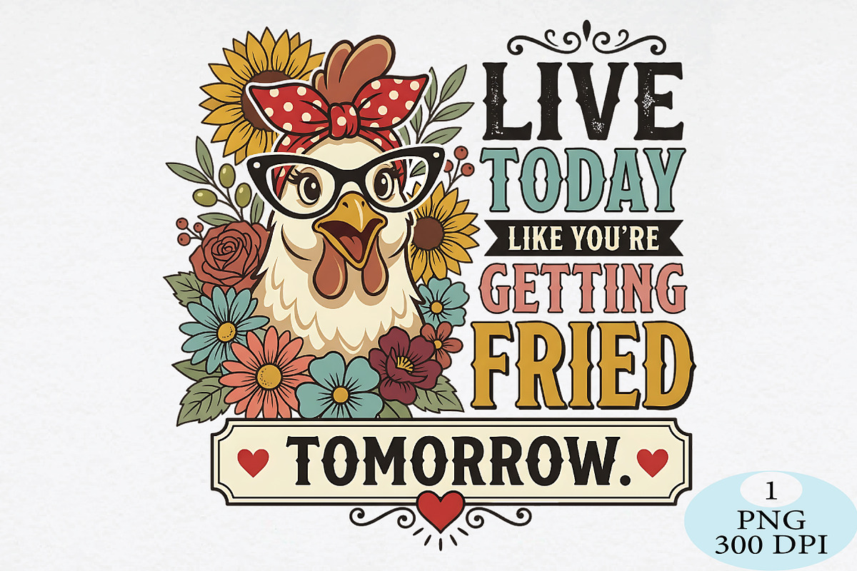 Live Today Fried Tomorrow Chicken PN, a Seasonal Illustration by Daily.Designs (Photo 1 of 5)