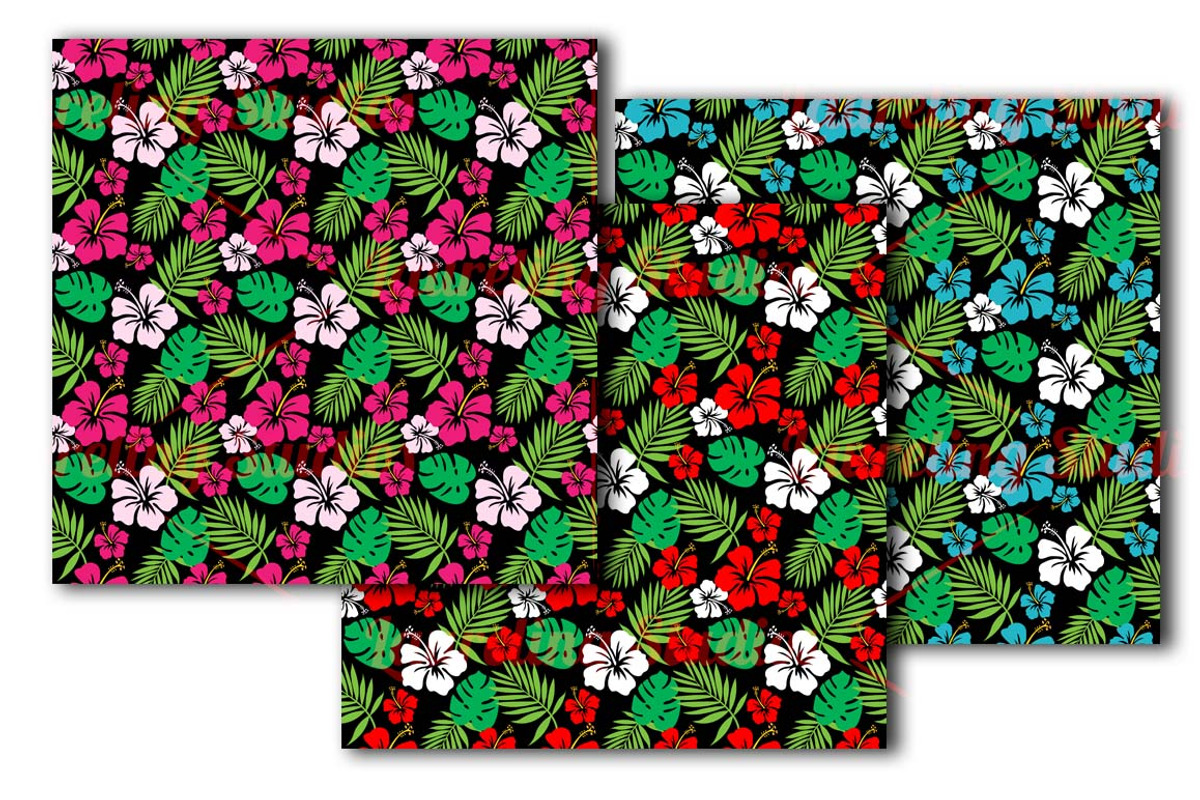 Tropical Hibiscus Background Pattern, a Pattern Graphic by Laureling Studios (Photo 2 of 4)