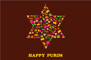 Happy Purim - 3 vector cards