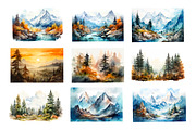Trees and mountains,watercolor, an Object Illustration by AkvarelRiver (Thumbnail 2 of 6)