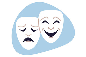 Joyful and sad theatrical masks, an Object Illustration by Vectorbuum