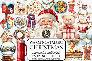 Warm Nostalgic Christmas Clipart, an Illustration by Libby Wishes