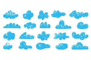 Pencil drawing clouds. Abstract blue, an Illustration by Valerie Bodnar