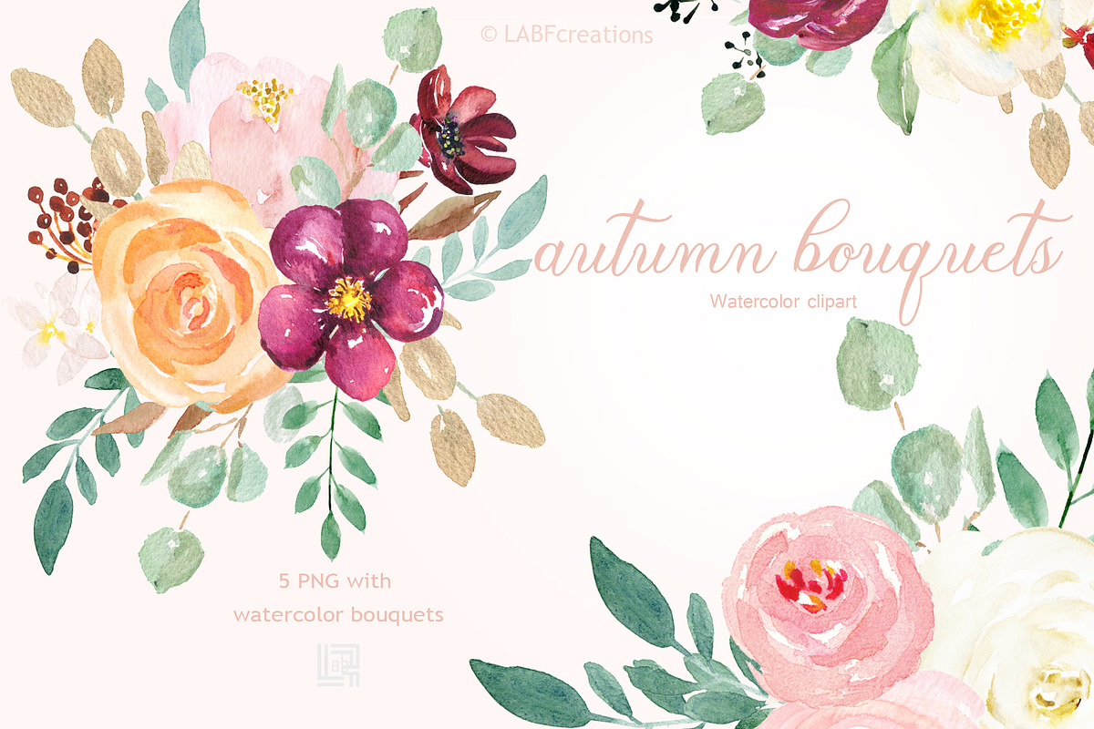 Autumn watercolour bouquets, an Education Illustration by LABFcreations (Photo 2 of 5)