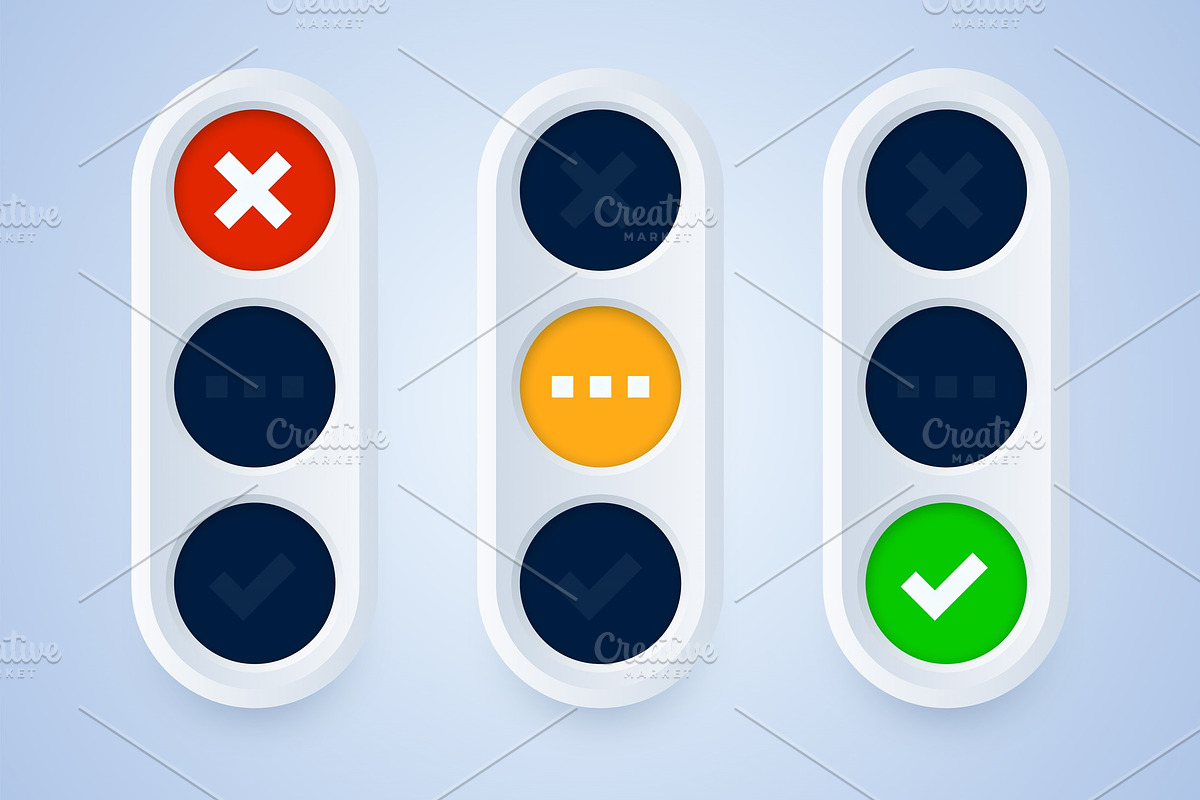Traffic light signs in 3d style, an Object Illustration by zaniman