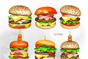 Watercolor Burgers