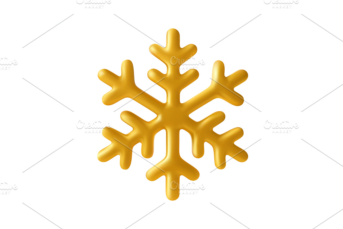 3D gold snowflake icon,, an Object Illustration by ModVector
