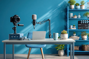 Blue Studio Setup Video Production W, a Photo by Pixeness Studio