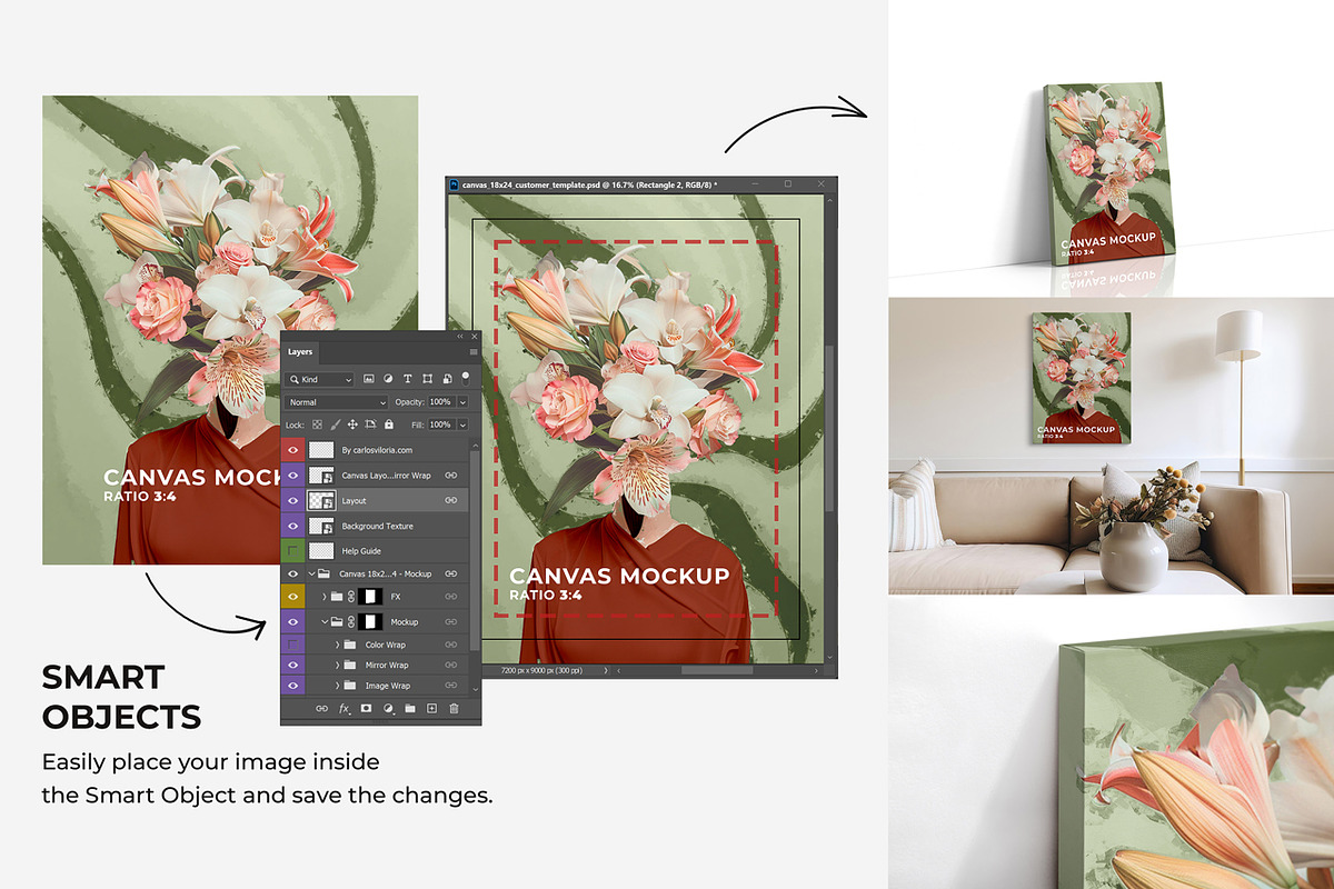 Canvas Mockup Kit 01, a Household Mockup by Mockups by Carlos Viloria (Photo 3 of 21)