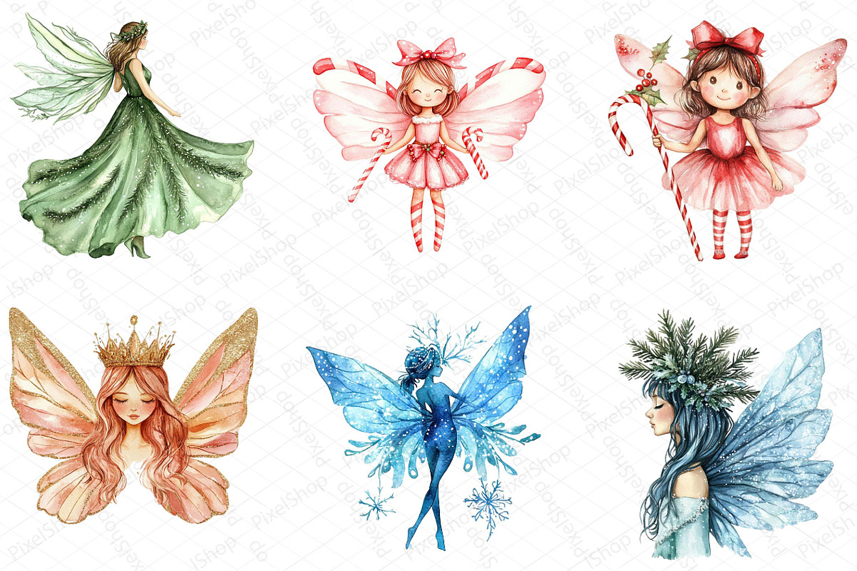Fantasy Christmas Fairy Clipart, an Illustration by DreamPrint404 (Photo 2 of 6)