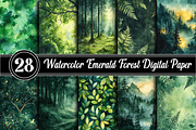 Watercolor Emerald Forest Digital Pa, a Texture Illustration by RobertsArt (Thumbnail 1 of 6)