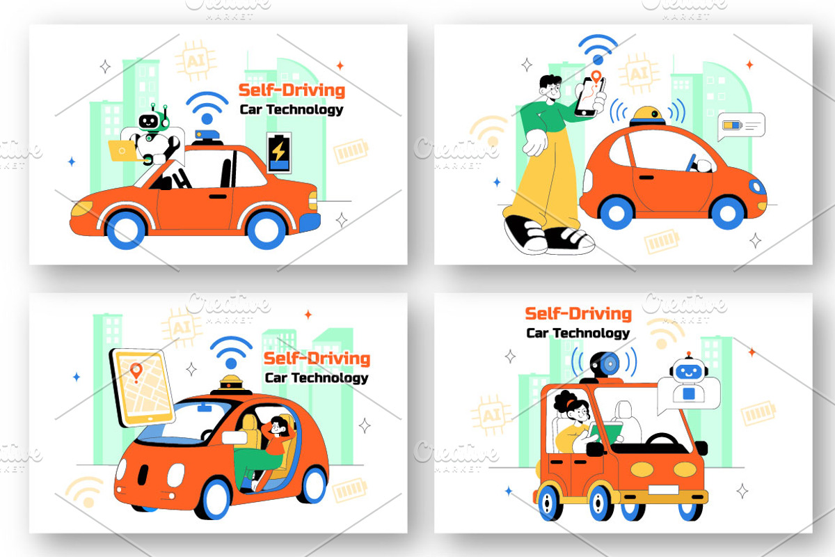 10 Self Driving Car Technology, a Transportation Illustration by denayunebgt (Photo 2 of 4)
