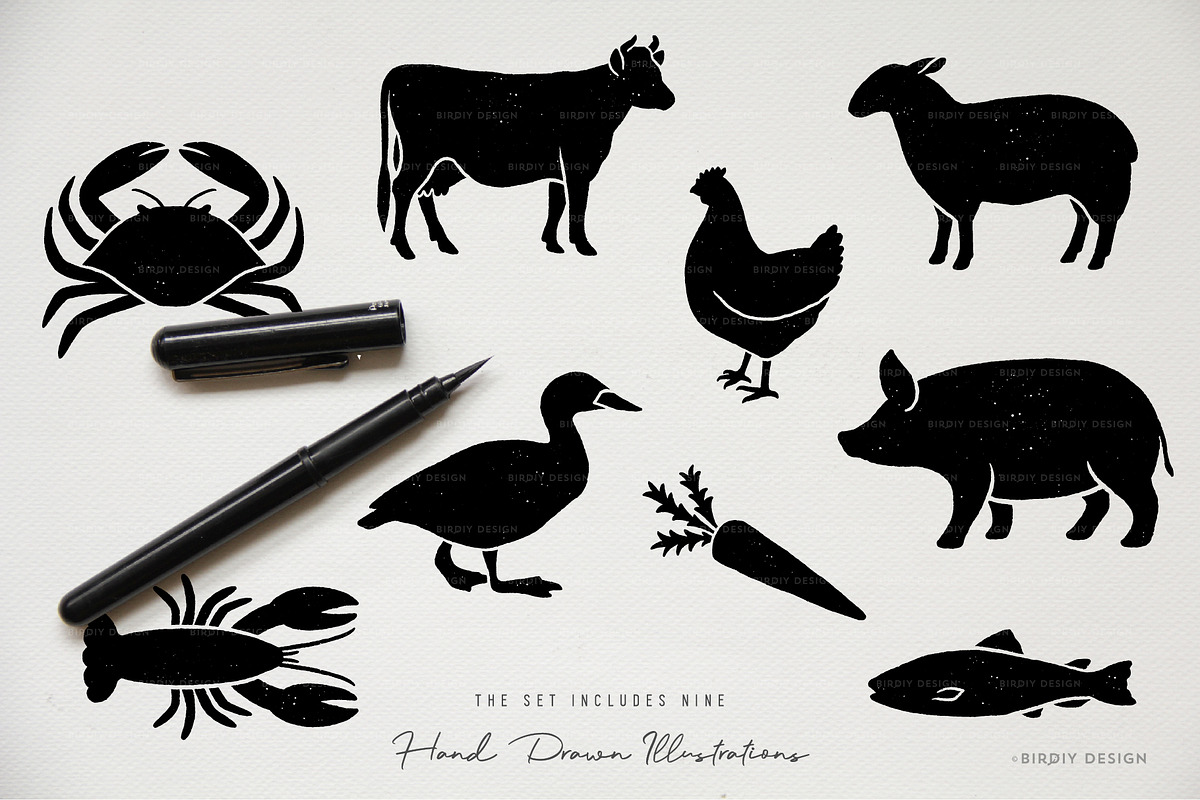 Meal Choice Icons - Vintage Texture, an Icon by BirDIY Design (Photo 2 of 9)