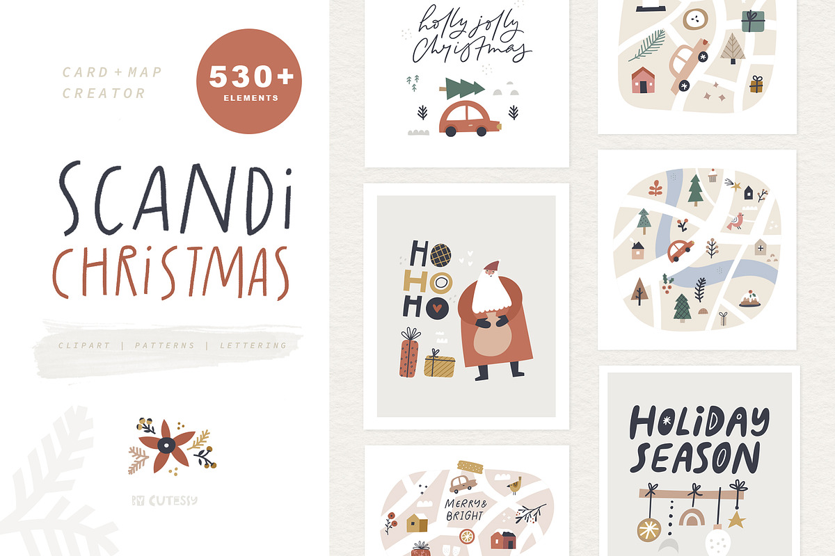 Scandi Christmas: map & card creator, a Decorative Illustration by Olia (Photo 1 of 19)