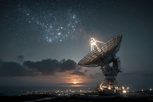 Radio Telescope under Starry Night S, a Photo by Pixeness Studio