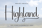 Highland | Script Font, a Handwritten Font by Scratchones (Thumbnail 1 of 9)