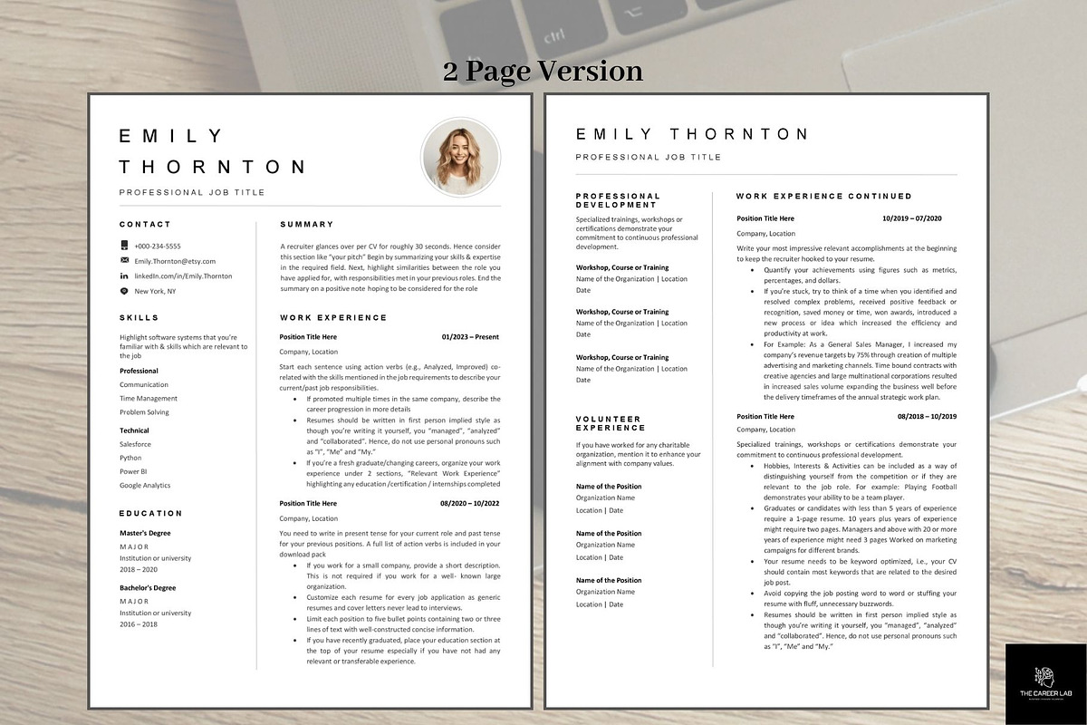 Resume/CV Minimalist photo template, a Resume Template by The Career Lab (Photo 4 of 10)