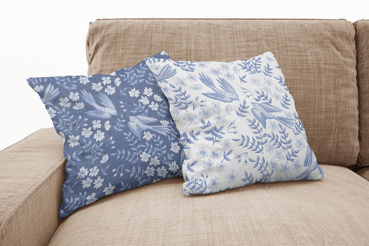 Hampton Blue Birdy Pattern, seamless, a Pattern Graphic by swiejko (Photo 7 of 9)