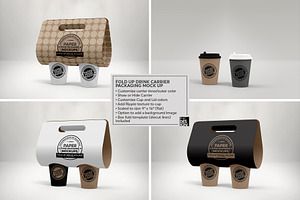 Fold Up Drink Carrier Mockup