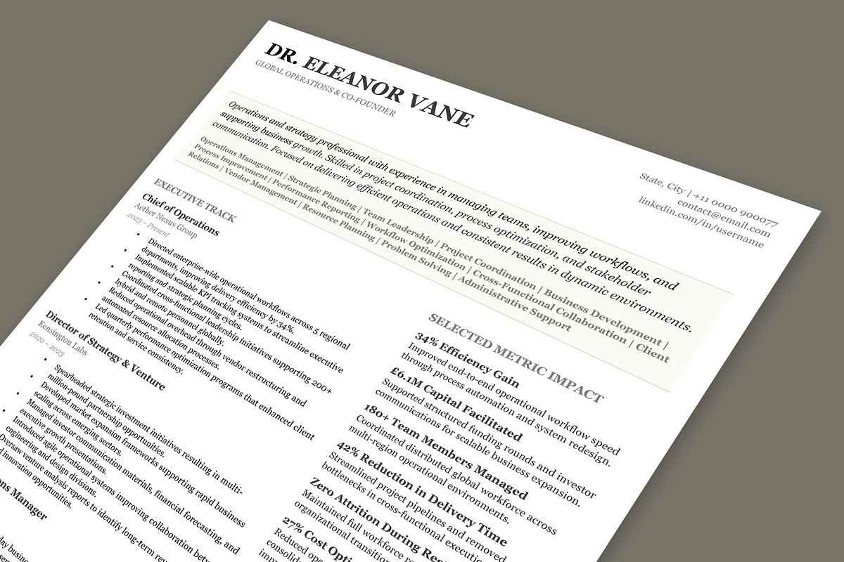 ATS Executive Resume Template, a Resume Template by Anjum Ilyas (Photo 6 of 7)