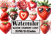 Valentine Strawberry Clipart, an Illustration by Design Market (Thumbnail 1 of 3)