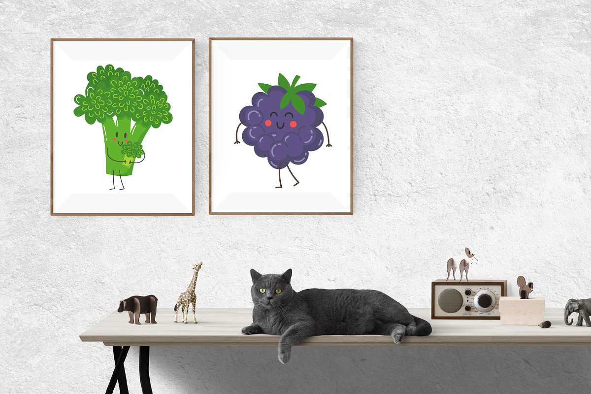 Fruits and vegetables set, an Education Illustration by KVIO (Photo 5 of 6)