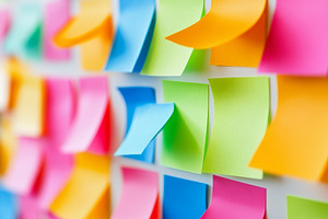 Colorful Sticky Notes on a Wall, an Abstract Photo by Natalia Klenova's Shop