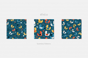 Cute Ducks Seamless Patterns