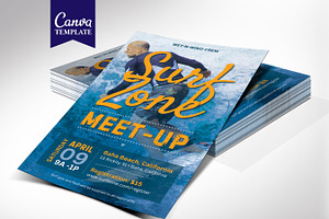 Surf Meet-Up Flyer Template, a Flyer Template by Four C Graphic