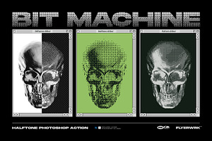 Bit machine Halftone Action, an Action Add-On by FLYERWRK