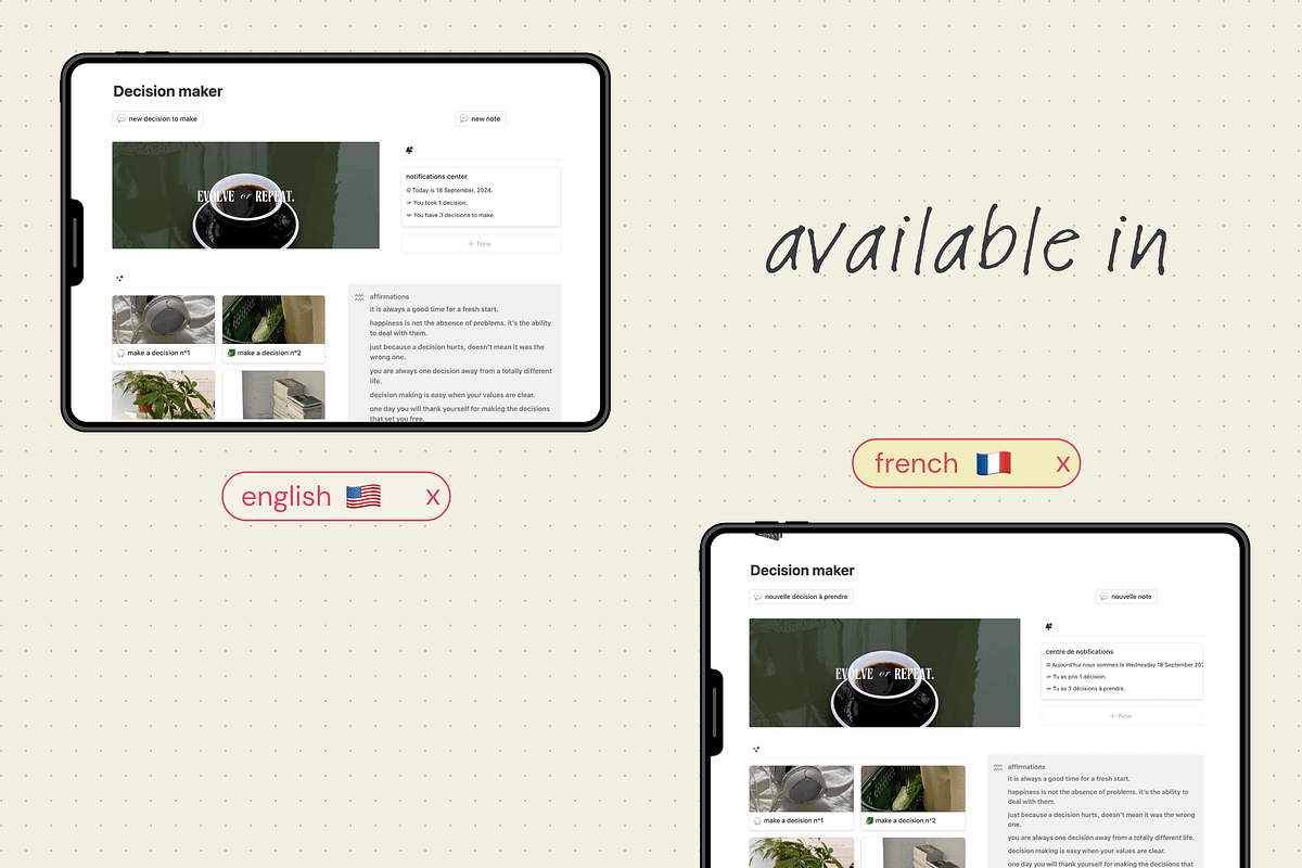 Decision maker - Notion template, an App Template by Iasan Design (Photo 7 of 11)