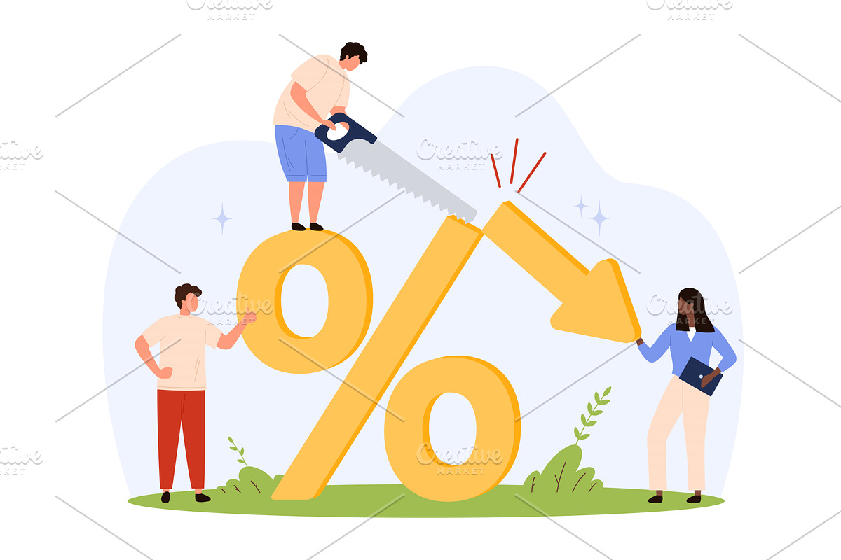 Lowering Percentage Symbol Tax, a Finance Illustration by Flashvector