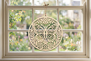 Floral Butterfly Round Wooden SVG, an Object Graphic by Libby Wishes (Thumbnail 3 of 3)