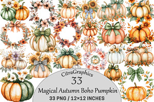 Magical Autumn Boho Pumpkin, an Illustration by CitraGraphics