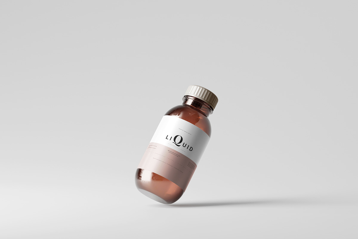 Amber Glass Medicine Bottle Mockup, a Cups & Container Mockup by pmvch (Photo 5 of 10)
