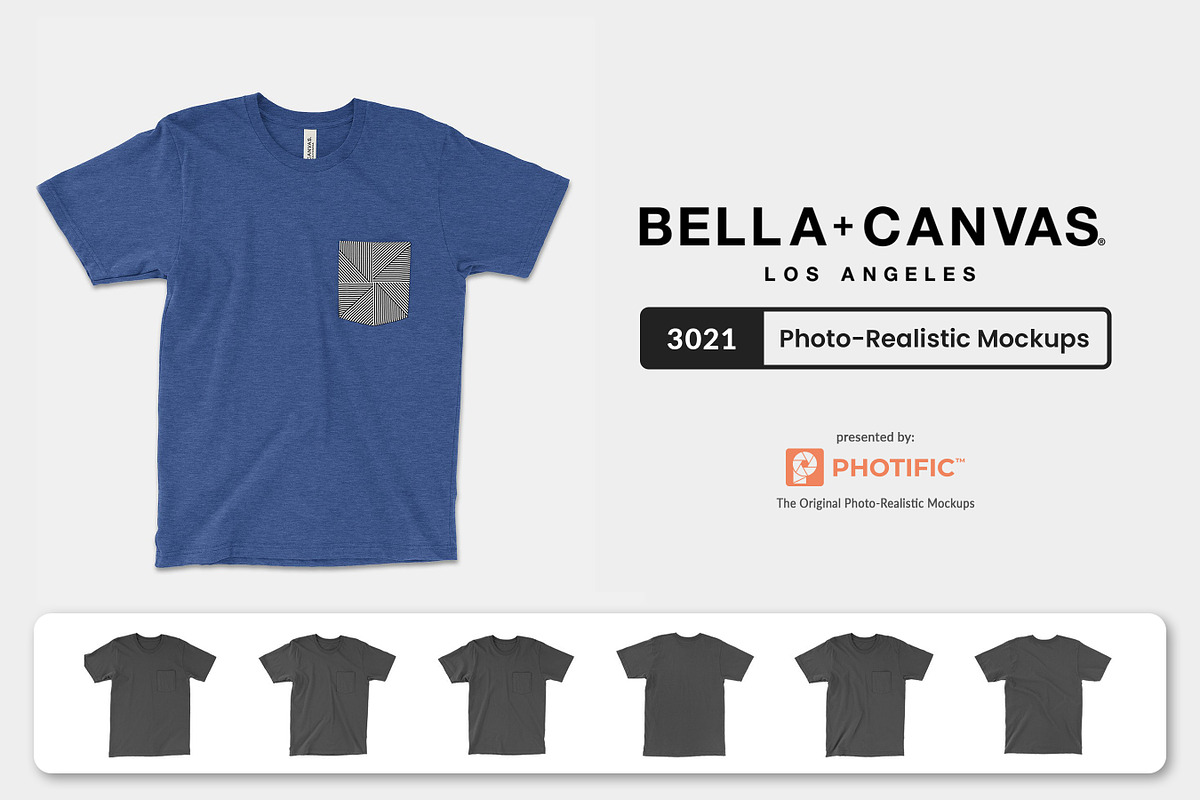 Bella Canvas 3021 Pocket Tee Mockups, a Shirt Mockup by Photific (Photo 1 of 6)