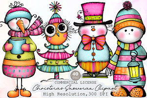 Whimsical Christmas Snowman Clipart, an Illustration by Sublimation Artist