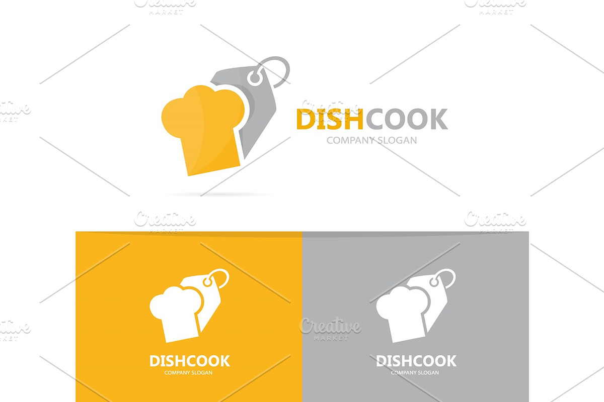 Vector of chef hat and tag logo combination. Kitchen and shop symbol or ...