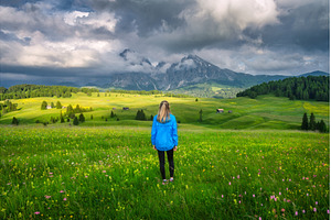 Young woman on the meadow with, a Person Photo by den-belitsky