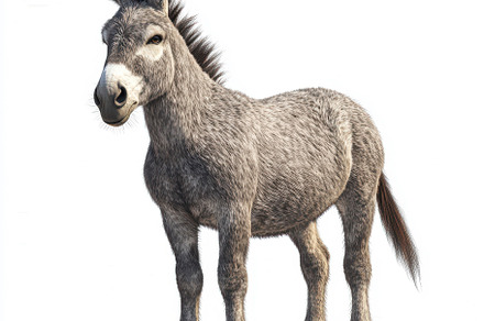 A Grey Donkey Standing on White Back, an Animal Photo by Pixeness
