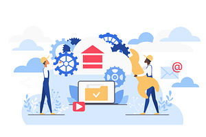 Cloud service technology teamwork, a Technology Illustration by Lemberg Vector
