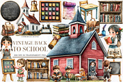 Vintage Back to School Clipart, an Illustration by Designworld (Thumbnail 1 of 5)