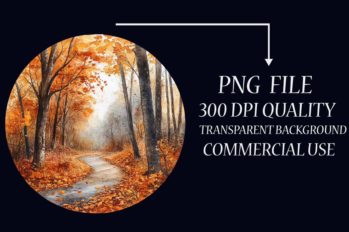 Watercolor Autumn Landscapes Clipart, an Illustration by Libby Wishes (Photo 5 of 7)