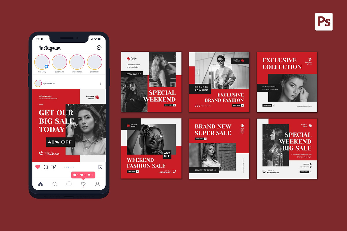 Fashion Week Instagram Post, a Social Media Template by CavenArt (Photo 3 of 5)